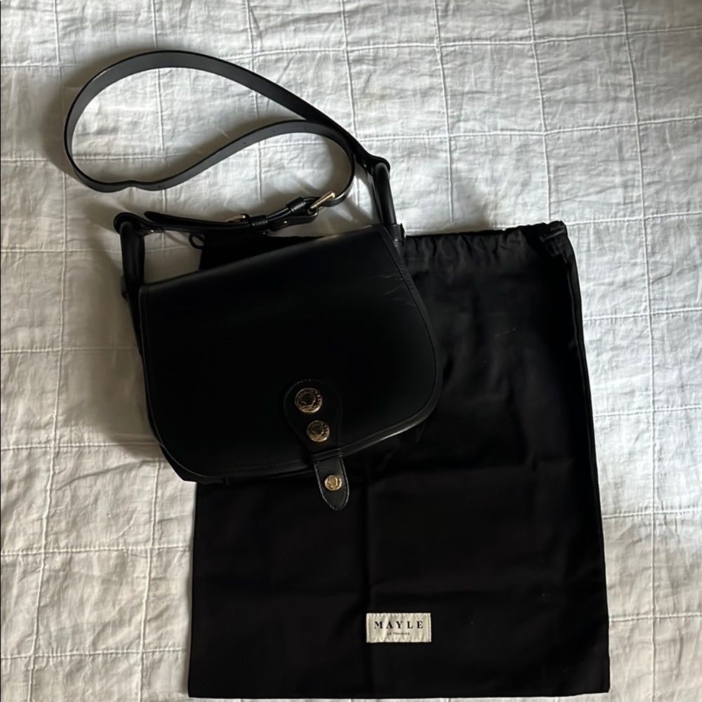 Mayle Black Crossbody Bag with Flap Closure